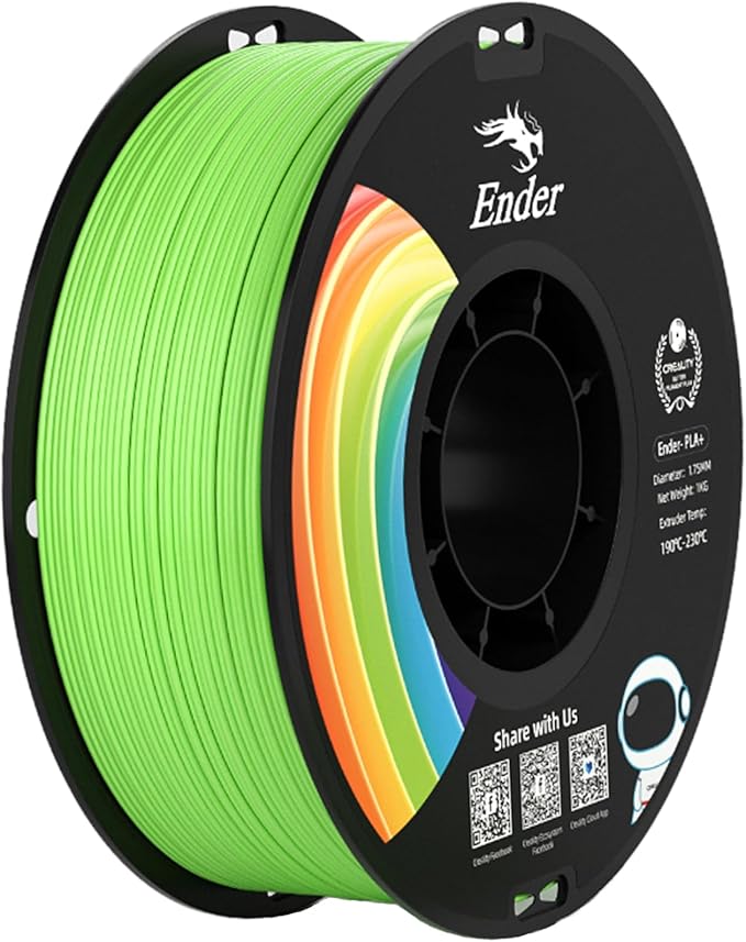 Creality PLA Plus Filament 1.75mm, Upgrade PLA+ Filament Strong Toughness No-Tangling Vacuum Packaging 3D Printing Filament Fit Most FDM 3D Printers, 1kg Spool, Accuracy +/- 0.02mm, Green