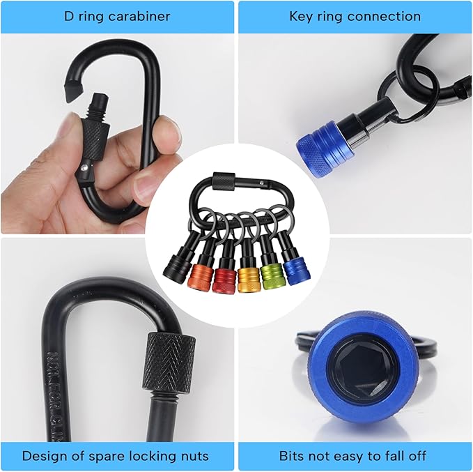 1/4 inch Hex Shank Bit Holders Keychain Quick-change Design for Nut Driver Screwdriver Drill Bit Gift for Men