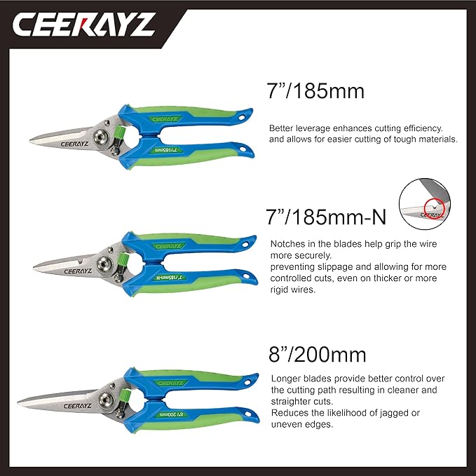 8" Scissors All Purpose, Heavy Duty, Multipurpose, for DIY Projects, Office, Production Lines, Pruning, with Protective Sheath and Magnetic Holder (Blue/Green)