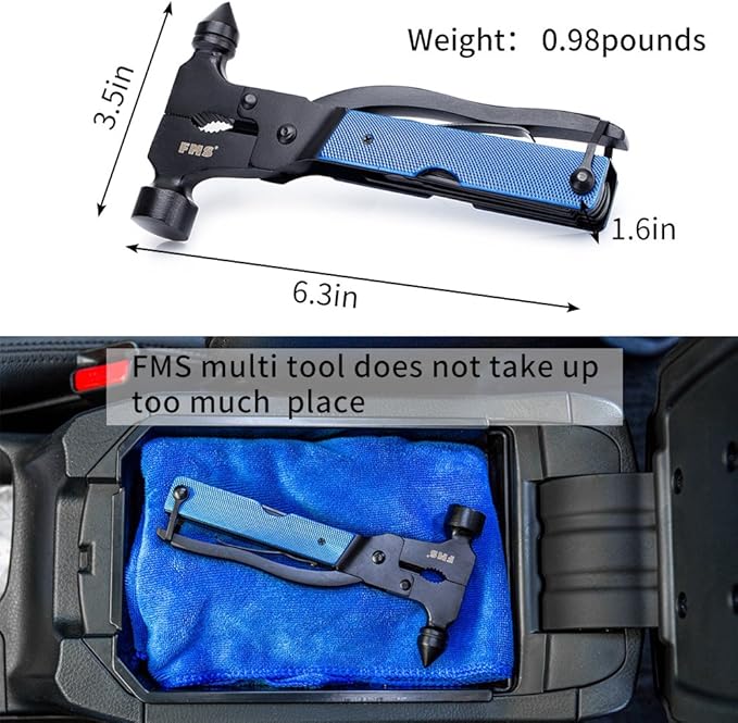 13-in-1 Stainless Steel Hammer Multitool, Gifts for Dad, Gifts for Men, Mens Gifts for Him, Husband, Grandpa, Gifts for Dad, Portable Multi-functional Hammer Kit with Nylon Belt Pouch