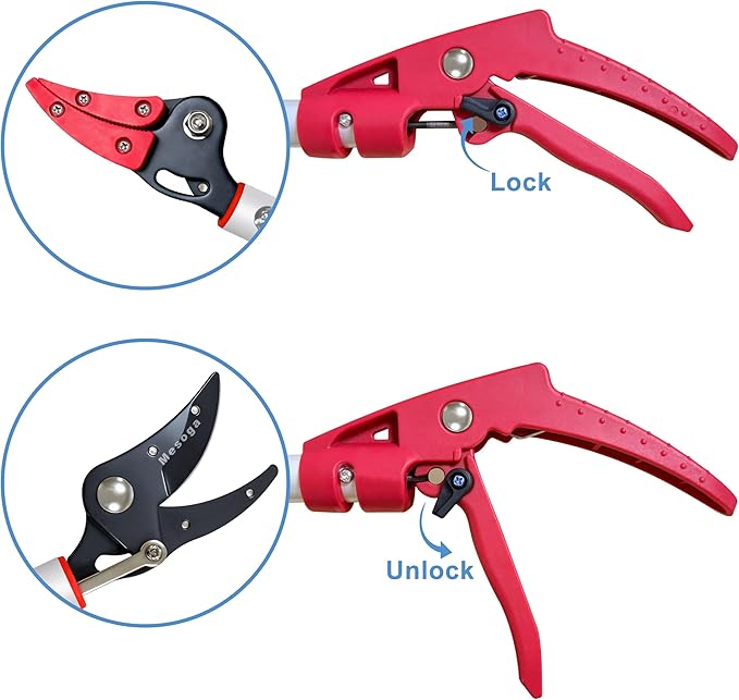 Tree Pruner, 4 FT Long Reach Pruner with SK5 Steel Blade, Aluminum Pole Tree Trimmer, Fruit Picking Tool