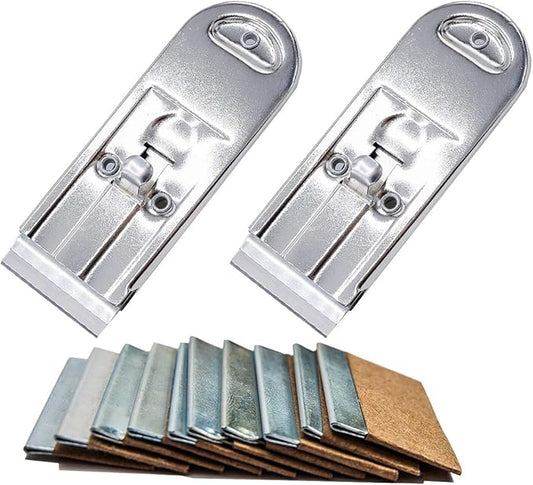 Razor Blades Metal Scraper Tool Pull Push Glass Scraper Stove Top Scraper Window Ceramic Scraper with10 PCS Single Edge Replacement Scraper Blades Removing Decal Label Residue Sticker,Silver