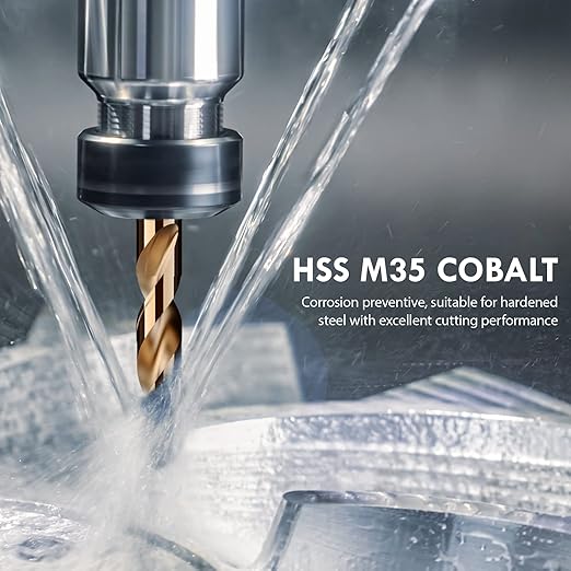 Metric 4Pcs M35 Cobalt Drill Bit Set, 8mm HSS Cobalt Jobber Drill Bits, for Hardened Metals, Stainless Steel, Cast Iron and Wooden Plastics