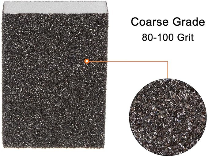 HARFINGTON 10pcs Coarse Sanding Sponge Blocks 80-100 Grit Foam Sanding Block for Polishing Kitchen Metal Wood Drywall, 100x70x25mm