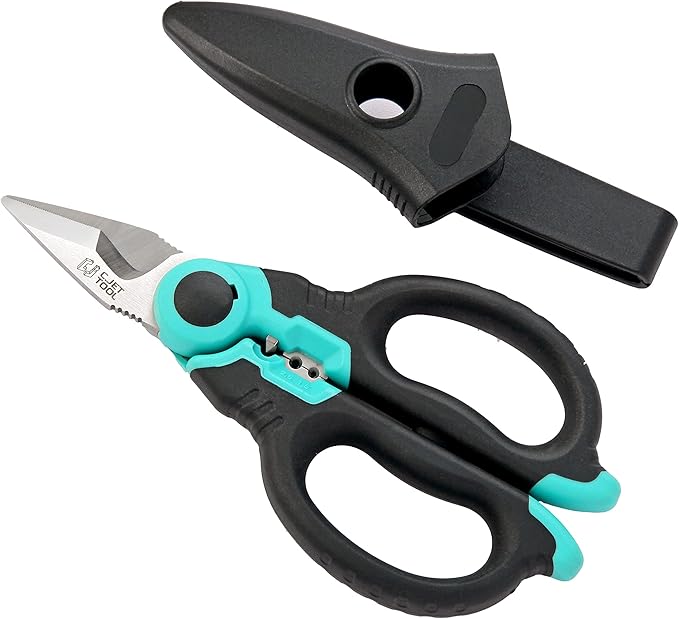 6" Stainless Electrician Scissors Heavy Duty Professional for Aluminium Copper Soft Cable (Turquoise)