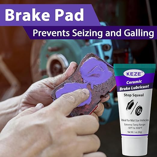 Keze Brake Caliper Grease Ceramic Brake Lubricant Automotive Resistant to Moisture, Corrosion Contaminants Silences Brake Noise Anti Seize Lubricant Compound for Caliper Assembly, 1 Oz-2 Pack