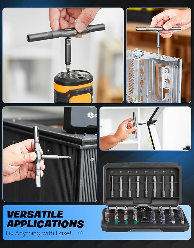 42 in 1 Magnetic Screwdriver Set, Ratcheting Screwdriver Kit,Detachable Multi-Functional Handle & 40pcs in Storage Case for Electronics, Furniture, DIY& Holiday Gifts(Grey)