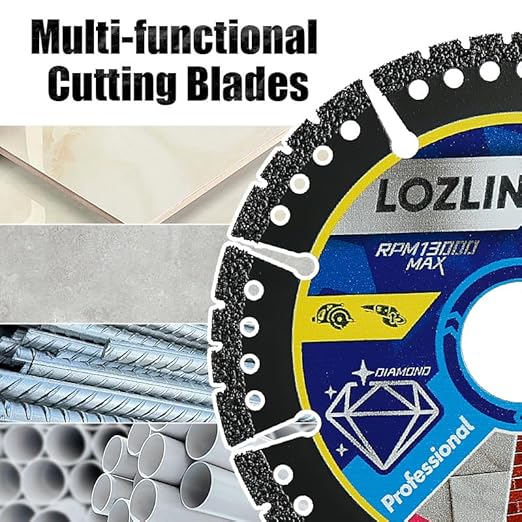10-Pack 4.5" Diamond Multi-Purpose Saw Blades - Heavy Duty Angle Grinder Discs for Cutting Marble/Quartz/Stone/Tile/Metal/Plastic (Black Teeth, 10)