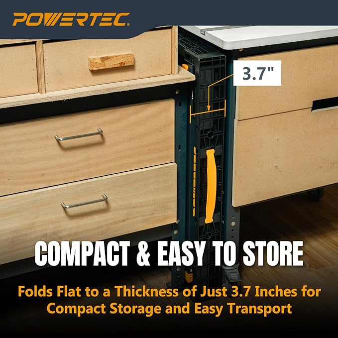 POWERTEC Portable Folding Worktable ??Heavy-Duty Workbench with 33.5" x 24" Surface, 1650 lbs Load Capacity ??Compact, Foldable Table for Woodworking, DIY, Garage & Jobsite Use (UT1014)
