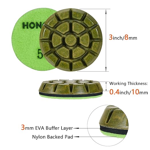 3 inch *10mm Diamond Polishing Pads,Grit 50 Set of 3, Resin Bond Concrete Polishing Pucks,for Concrete Cement Rerrazzo Marble Granite Floor,Grit 50