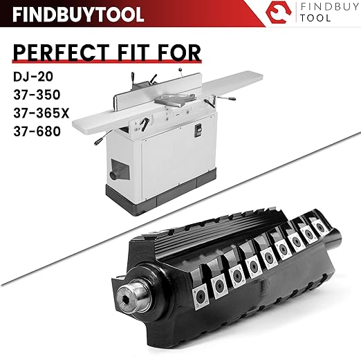 FINDBUYTOOL Helical Cutterhead for Delta DJ-20 8" Jointer - Carbide Insert Cutterhead Replacement for Models 37-350, 37-365X, 37-680, 37-680X - Includes 40 Knives, Screws, Tools & Bearings