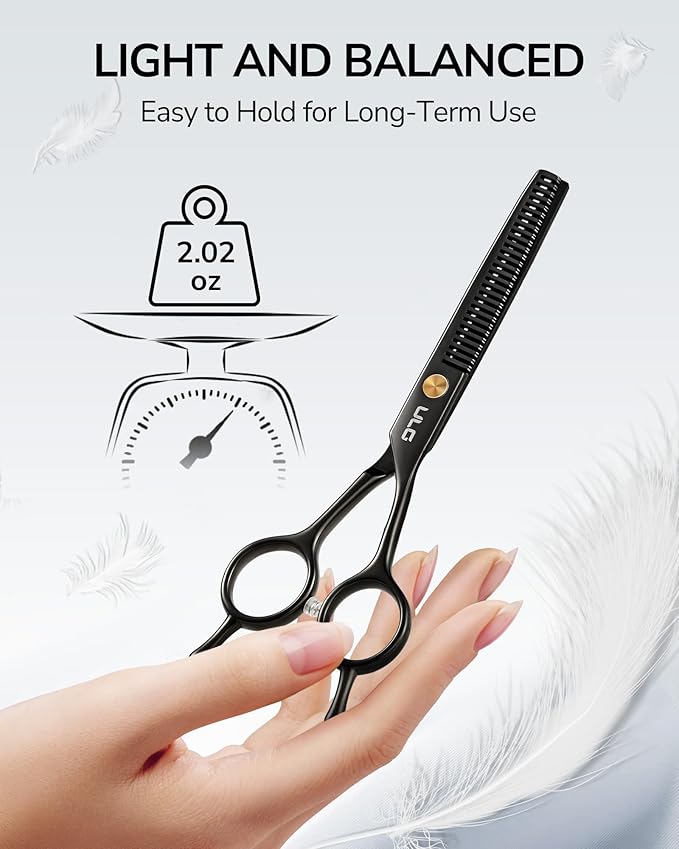 ULG Professional Thinning Shears for Hair Cutting - 6.5?쇺?Hair Thinning Scissors, Ultra Sharp Japanese Stainless Steel, Ergonomic Handle for Barbers, Stylists, Salon & Home Use, Black
