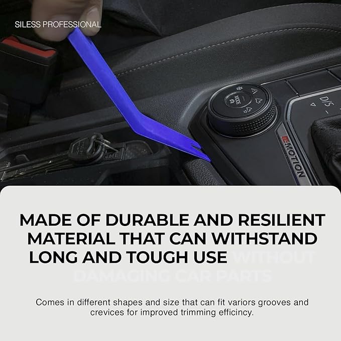 Siless Auto Trim Removal Tool Set - 4 pcs - Auto Trim Tool Car Tools, Easy Door Panel Removal Tool, Fastener Removal, Clip, Molding, Dashboards, Interior Trim Tools (No Scratch Plastic Pry Tool Kit)