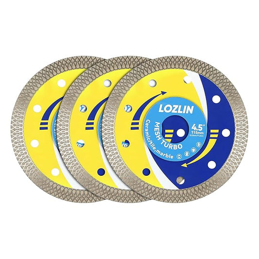 3-Pack 4.5" Diamond Multi-Purpose Saw Blades - Heavy Duty Angle Grinder Discs for Cutting Marble/Quartz/Stone/Tile/Metal/Plastic (Blue Rippled, 3)