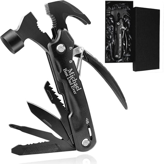 Custom Gifts For Men, Hammer Multi Tool 12 In 1, Camping Gear Survival Gadgets, Dad, Husband, Boyfriend, Grandpa, Grandson, Uncle, Brother, Groomsman, Anniversary Father's Day Birthday Valentines Gift