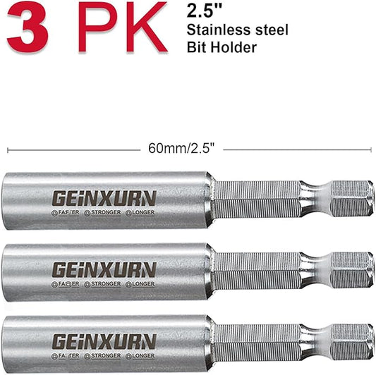 2.5Inches Stainless Screwdriver Bit Holders, 3PACK Extension Socket Drill Bit Magnetic Holder Hex Shank Quick-Change Drill Bit Guide
