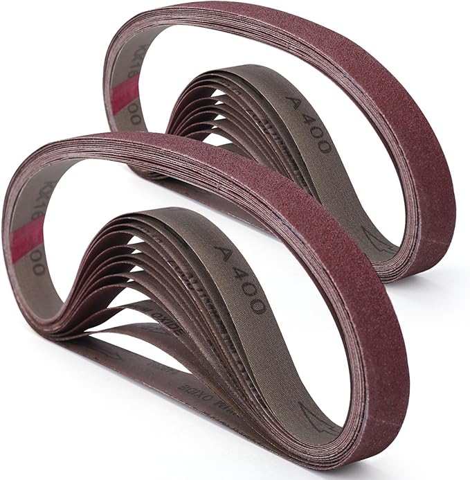 24 Pcs 1/2x18 Inch Sanding Belts, Replacement Knife Sharpener Sanding Belt Kit for Work Sharp Knife Tool Sharpener 60/80/120/180/240/400 Assorted Grits Sanding Belts for Belt Sander