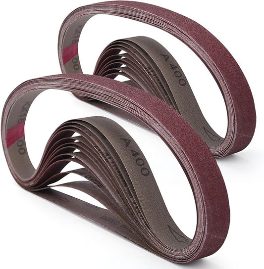 24 Pcs 1/2x18 Inch Sanding Belts, Replacement Knife Sharpener Sanding Belt Kit for Work Sharp Knife Tool Sharpener 60/80/120/180/240/400 Assorted Grits Sanding Belts for Belt Sander