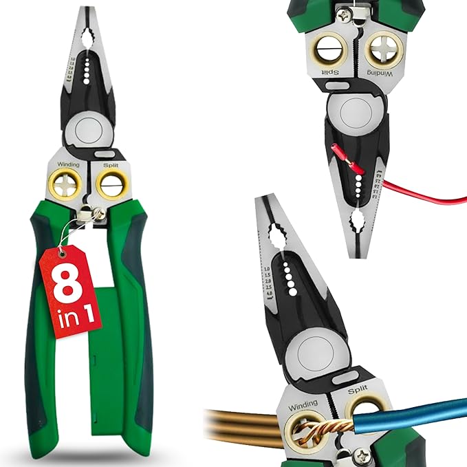 8 in 1 wire stripper with voltage tester and crimper electrician tools, herramientas electricas wire stripper, wire cutters and electrical tester, para electricista