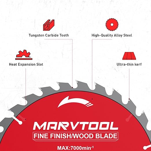 10-Inch 30-Tooth Circular Saw Blade, Max 7000 RPM, Fine Finish Wood Crosscutting, Tungsten Carbide Tooth with 5/8 Inch Arbor for Miter Saws & Table Saws