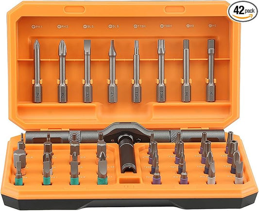42 In 1 Magnetic Screwdriver Set, Ratcheting Screwdriver Set with Detachable Handle, Multi Magnetic Bits, Portable Repair Tools for DIY, Electronics, Car, Bicycle, Computer(Orange)