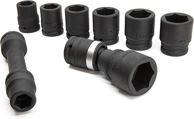 Genius Tools 10 Piece 3/4" Dr. Metric Impact Socket Set CM-610M