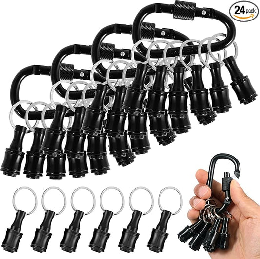 24Pcs Bit Holder Keychain 1/4inch Hex Shaft Screwdriver Bit Holder Portable Extension Bar Keychain Screw Adapter Aluminum Alloy Drill Extension Bit Holder with 4 Carabiner for Screw Driver
