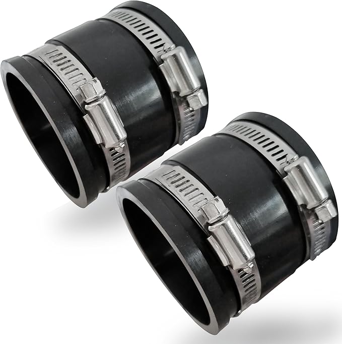 2 PCS 2.5 IN Dust Control Flex Hose Cuff 70148 Connector Ports Fit for 2-1/2??Dust Collection Hose with 4 Stainless Steel Clamps