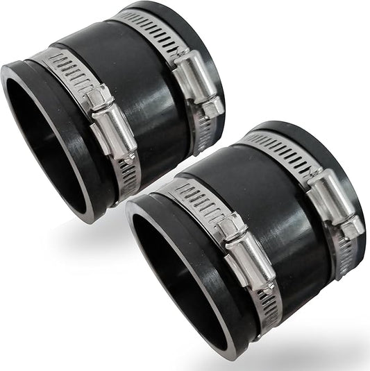 2 PCS 2.5 IN Dust Control Flex Hose Cuff 70148 Connector Ports Fit for 2-1/2??Dust Collection Hose with 4 Stainless Steel Clamps