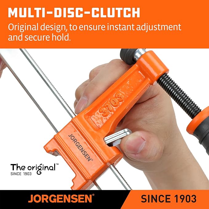 Jorgensen 2-pack Medium Duty Steel Bar Clamp Set with 600 lbs Load limit, 24-inch