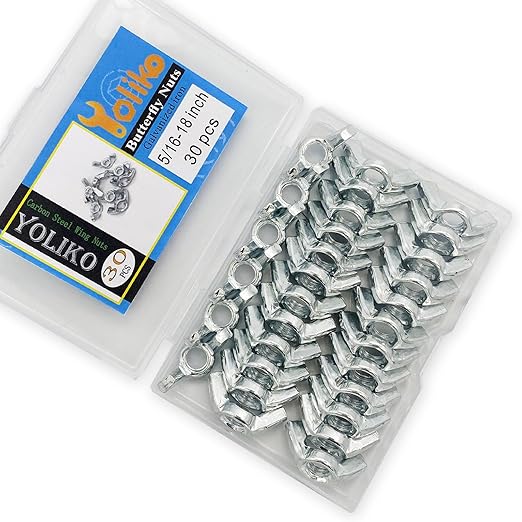 30 PCS 5/16-18 Inch Wingnuts, Quality Carbon Steel Wing Nuts Zinc Plated Fasteners Parts Butterfly Nut, Hand Twist Tighten Hardware Nuts Butterfly Wing-Nut 5/16-18??Assorted Kit