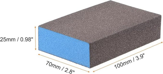 HARFINGTON 8pcs Sanding Sponge Blocks #180 (500-600 Grits) Wet/Dry Hand Sanding Sponges, 100x70x25mm Foam Sanding Block Pad for Polishing Kitchen Metal Wood Drywall Furniture, Brown&Blue