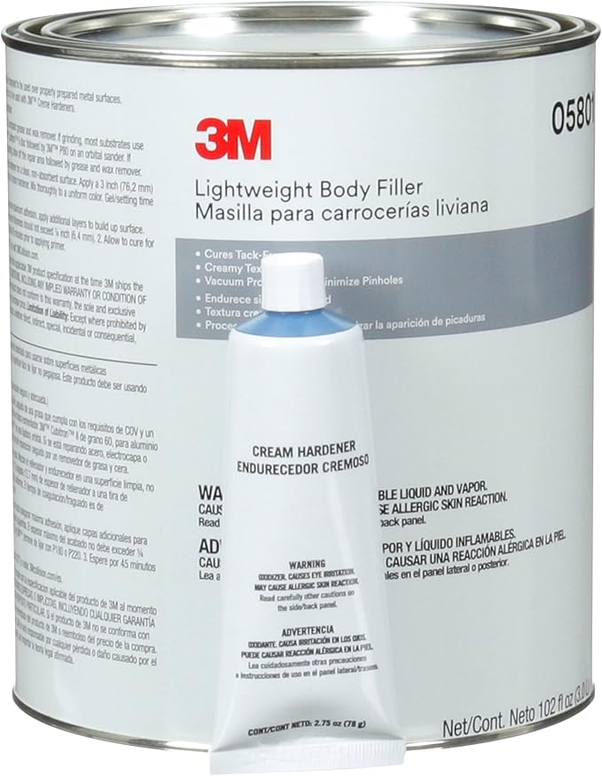 3M Lightweight Body Filler, 05801, 1 gal , White