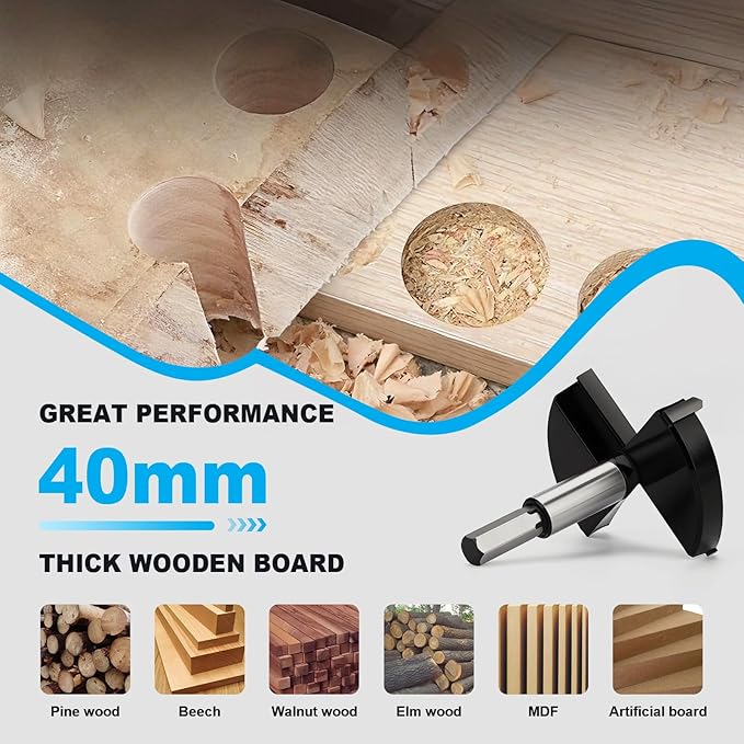 2-7/8 Inch Forstner Drill Bit Carbide Tipped,Woodworking Hinge Cutter for Precise Flat Bottom Holes in Hard Wood,Plywood,Plastic - Professional Grade