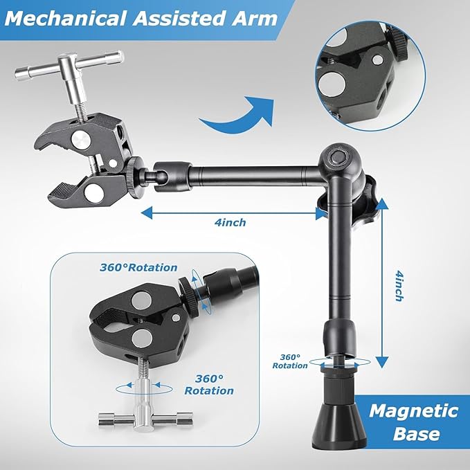 Helping Hands Magnetic Soldering Clamp with 2.16-inch Jaw Opening,360 degree rotation,Third Hand Tool,Magnetic PCB Clip for Heat Gun Repairing