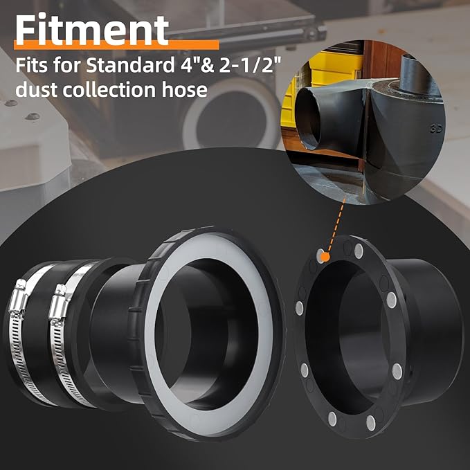 Magnetic Dust Collection Fittings for 4"&2-1/2??Dust Collectors Woodwork Shop Vacuum Hose,Two-to-Multi Magnetic Dust Collector System w/2PK Mag Connector+6Set 4"&2.5" Couplers,Quick Hose to 6 Machines
