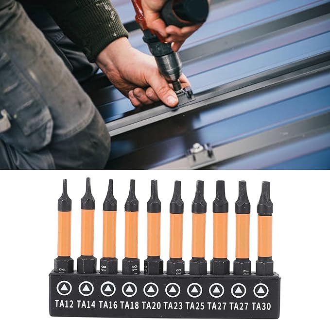 Triangle Screwdriver Set,10 Pcs50mm Length 1/4 Inch Hex Shank S2 Alloy Steel Magnetic Triangular Drill Bit