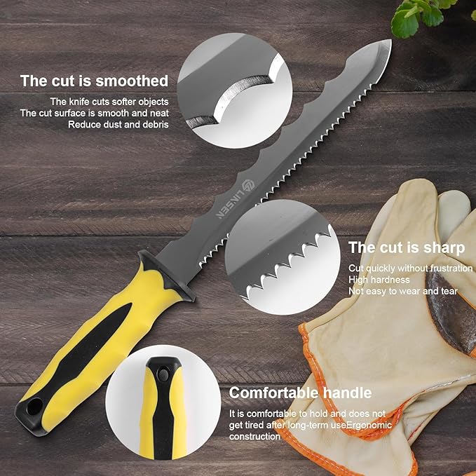 Stainless Steel Insulated knife: 7.87-inch sharp blade, Double Side Utility Sod Cutter Lawn Repair Garden Knife with Nylon Sheath (4)