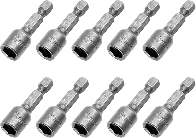 10 Pcs Quick-Change Power Nut Driver Set 5/16" (8mm) Hex Shank Magnetic Power Nut Setter Driver Bits