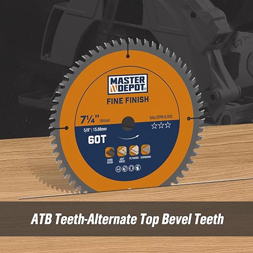 7-1/4 Inch Circular Saw Blade Set, 24T & 40T & 60T Woodworking Saw Blades for Framing & Finish & Fine Finish, Carbide-Tipped ATB, Thin Kerf (6-Pack)