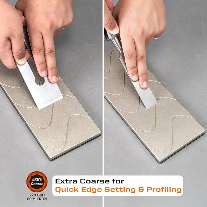 SHARPAL 145H 10 x 4 Inch Diamond Lapping Plate, Whetstone Flattener, Extra Coarse 220 Grit for Coarse Sharpening and Flattening Stones, Fix & Re-levelling any Whetstone and Sharpening Stones