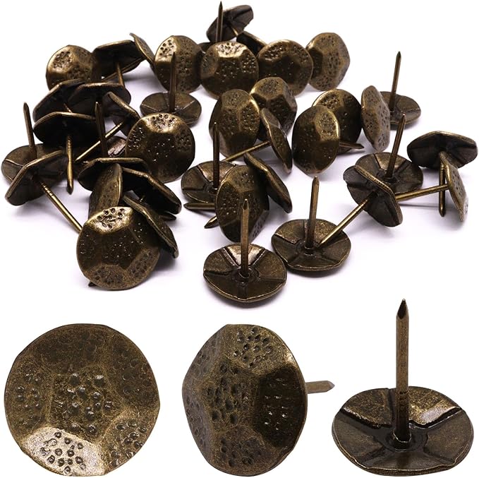 YuGtcen 40pcs Upholstery Tacks, Decorative Nails Thumb Tacks Metal Upholstery Nails for Wood Pins Vintage Furniture Tack (20x23mm, Turtle Shape Bronze)