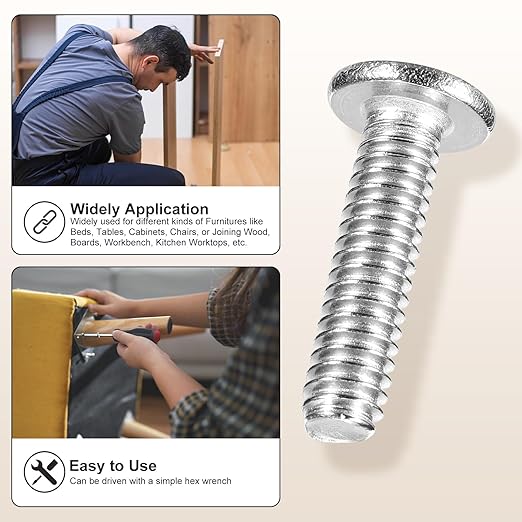 METALLIXITY Flat Head Hex Socket Cap Screws Bolts(M8-1.25x70) 20Pcs, Steel Hex Socket Furniture Bolts Screws - for Furniture Woodworking Project, Silver Tone