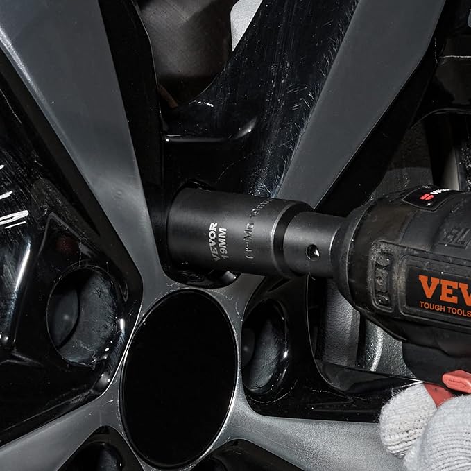 VEVOR Impact Socket Set 1/2 Inches 26 Piece Deep Sockets, , 6-Point , Rugged Construction, Cr-V, 1/2 Inches Drive Socket Set Impact Metric 10mm - 36mm, with a Storage Cage