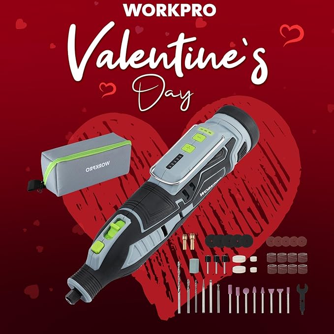 WORKPRO 12V Cordless Rotary Tool Kit, 5 Variable Speeds, Powerful Engraver, Sander, Polisher, 114 Easy Change Accessories, Craft Tool for Handmade and DIY