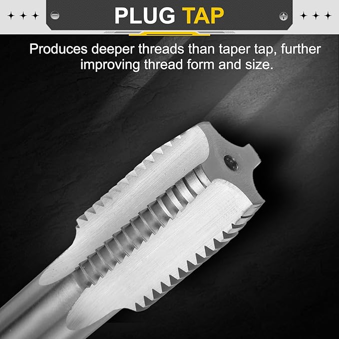 uxcell Hand Plug Tap 1-1/4"-7 BSW 2B Thread Plug Style Taps Straight Flute Screw Tapping Threading Tool High Speed Steel HSS6542