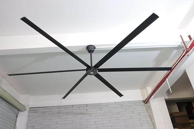 144 Inch Ceiling Fan Indoor/Outdoor 12ft HLVS Industrial - Black Modern Big Ceiling Fan With Remote for Living Room, Patio, Garage - DC Motor 5-Year Warranty (144in Black)