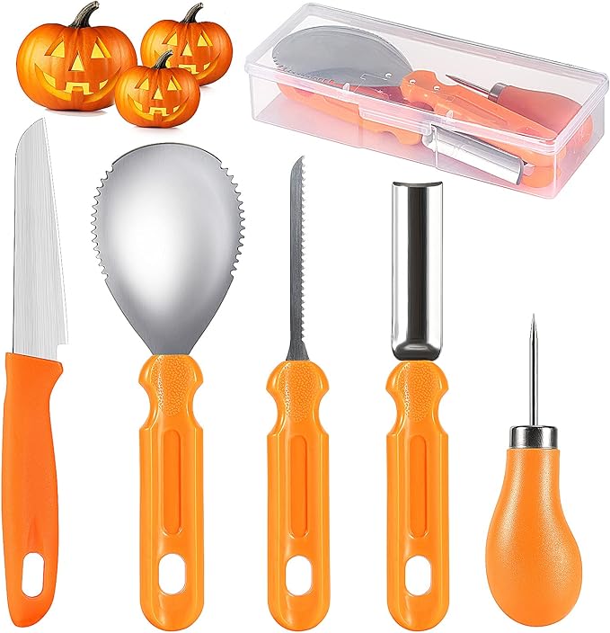 Kuaima Professional Pumpkin Carving Tools Set - Stainless Steel Carving Knife (5PCS)