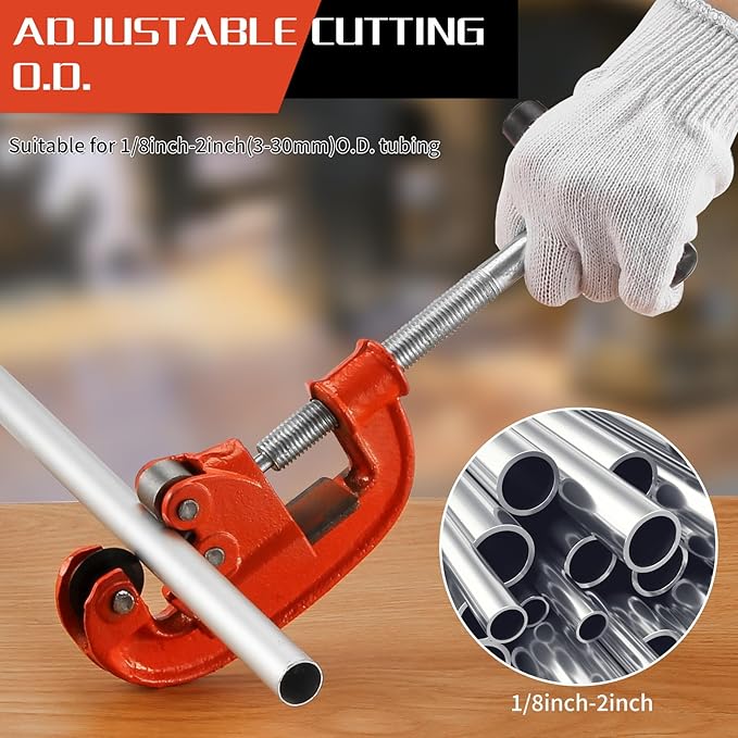 GQGP Pipe Cutter Tool 1/8-2", Heavy-duty Tubing Cutter Speed Cutting Up to Galvanized Pipe, Copper, and Iron Pipe,Professional Metal Pipe Cutter Tool With 2 additional blades