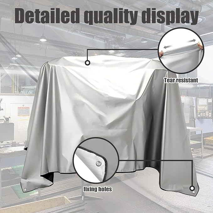 Jumbo Machine Cover - Breathable, Rust Preventing, Water & Dust Proof, Tear Resistant Silver (Silver+Black, 72.83*57.87)
